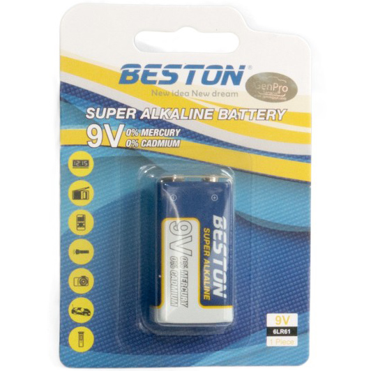 Батарейка BESTON CR-9V 6LR61 Alkaline (AAB1845), Щелочная батарейка CR-9V 6LR61Alkaline
Батарейка BESTON CR-9V 6LR61 Alkaline (AAB1845), Щелочная батарейка CR-9V 6LR61Alkaline
