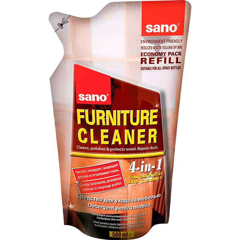 Средство по уходу за мебелью Sano Furniture Cleaner 500 м/запаска (7290000292434), Запаска для меблі 500мл./12
Средство по уходу за мебелью Sano Furniture Cleaner 500 м/запаска (7290000292434), Запаска для меблі 500мл./12