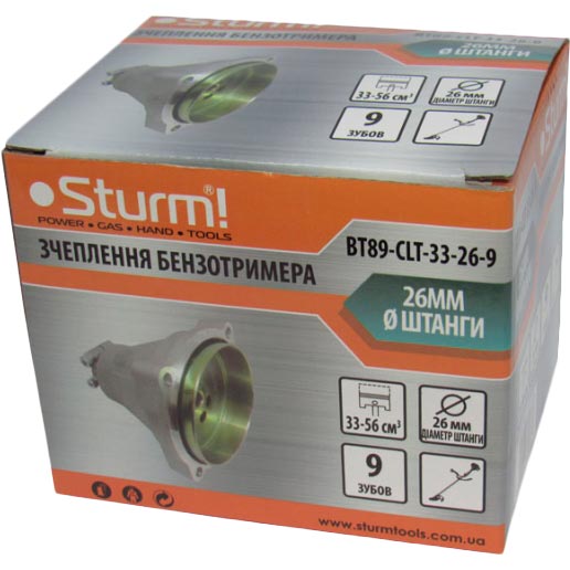 Сцепление бензотриммера STURM 26 мм 9 зуб (BT89-CLT-33-26-9), Зчеплення бензотримера 26мм, 9 зуб
Сцепление бензотриммера STURM 26 мм 9 зуб (BT89-CLT-33-26-9), Зчеплення бензотримера 26мм, 9 зуб