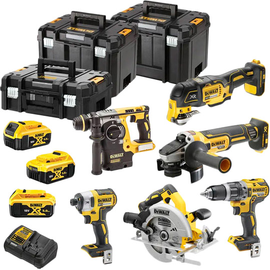 Набор инструментов DEWALT: DCD796, DCH273, DCF887, DCG405, DCS355, DCS570 (DCK685P3T), Набір з шести інструментів безщіткових, 18 В
Набор инструментов DEWALT: DCD796, DCH273, DCF887, DCG405, DCS355, DCS570 (DCK685P3T), Набір з шести інструментів безщіткових, 18 В