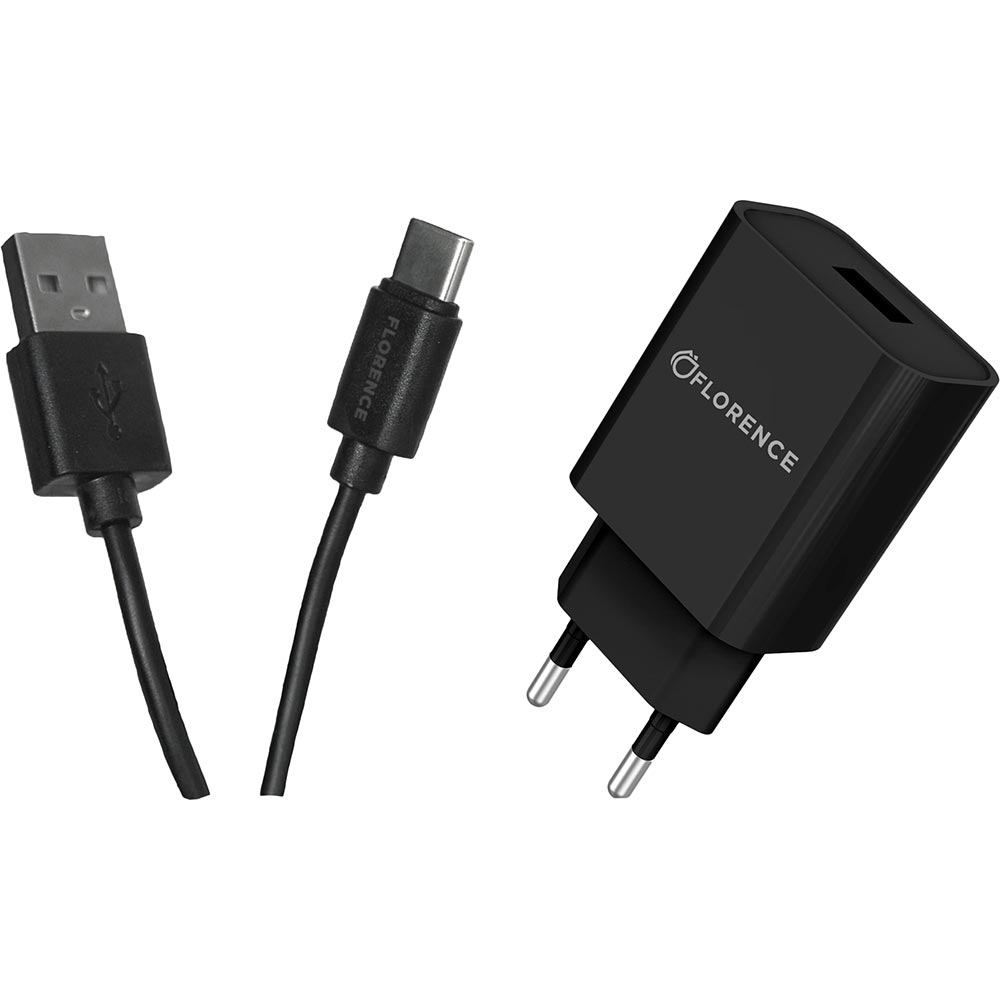 Зарядное устройство FLORENCE 1USB 2A Black (FL-1020-KT), 1USB 2A + Type-C cable black (FL-1020-KT)
Зарядное устройство FLORENCE 1USB 2A Black (FL-1020-KT), 1USB 2A + Type-C cable black (FL-1020-KT)