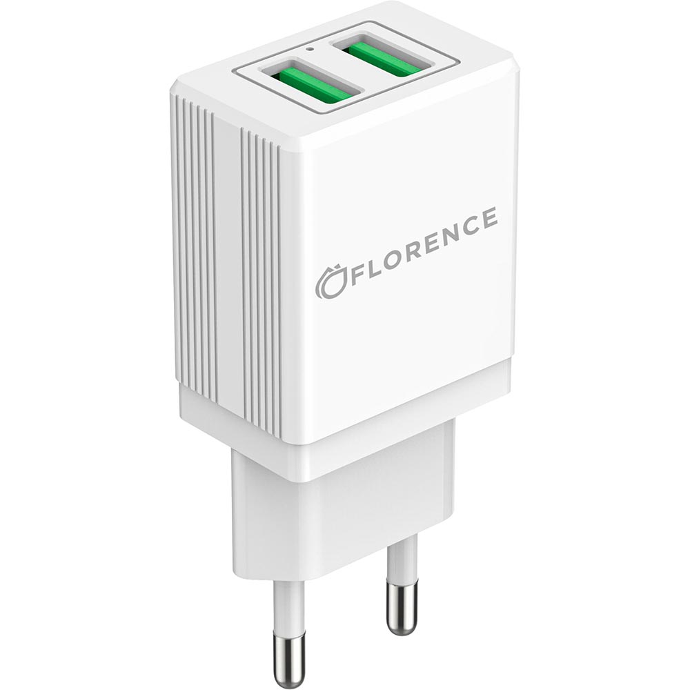Зарядное устройство FLORENCE 2USB 2A White (FL-1021-W), 2USB 2A White (FL-1021-W)
Зарядное устройство FLORENCE 2USB 2A White (FL-1021-W), 2USB 2A White (FL-1021-W)