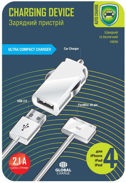 Зарядное устройство GLOBAL CHARGE MSH-SC-031 1USB-2.1A iPhone 4 (білий), MSH-SC-031 1USB-2.1A iPhone 4 (білий)
Зарядное устройство GLOBAL CHARGE MSH-SC-031 1USB-2.1A iPhone 4 (білий), MSH-SC-031 1USB-2.1A iPhone 4 (білий)