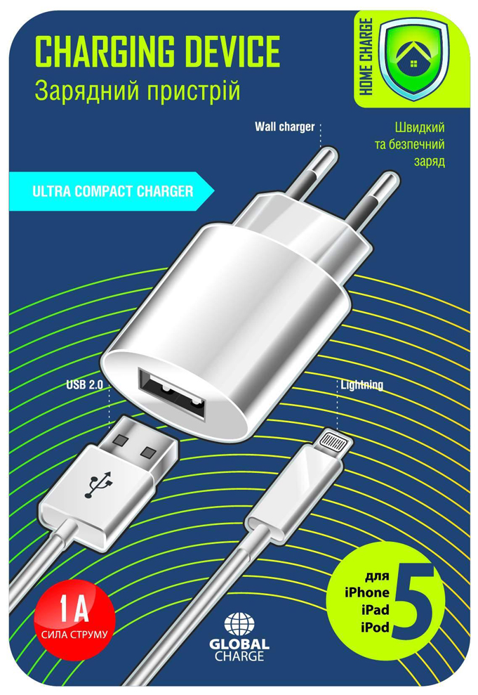 Зарядное устройство GLOBAL CHARGE MSH-TR-071 1USB-1A iPhone 5 (белый), MSH-TR-071 1USB-1A iPhone 5 (білий)
Зарядное устройство GLOBAL CHARGE MSH-TR-071 1USB-1A iPhone 5 (белый), MSH-TR-071 1USB-1A iPhone 5 (білий)