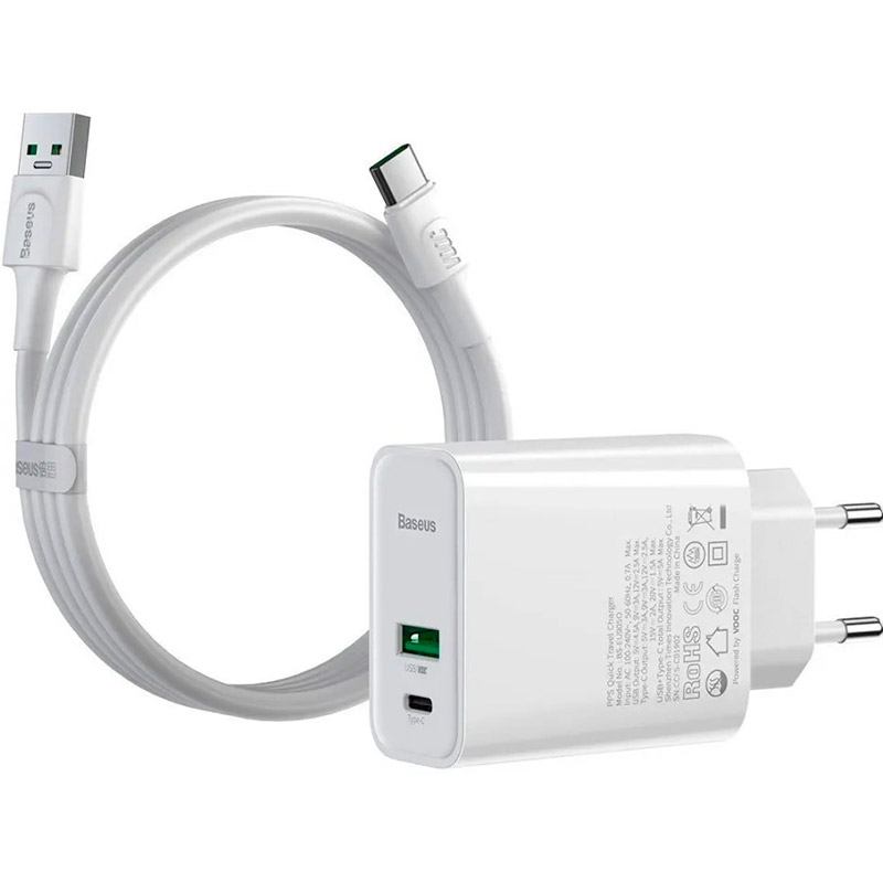 Сетевое зарядное устройство BASEUS Speed PPS QC C+A 30W VOOC Edition White + Cable (TZCCFS-H02), Speed PPS QC C+A 30W VOOC Edition Білий + Cable
Сетевое зарядное устройство BASEUS Speed PPS QC C+A 30W VOOC Edition White + Cable (TZCCFS-H02), Speed PPS QC C+A 30W VOOC Edition Білий + Cable