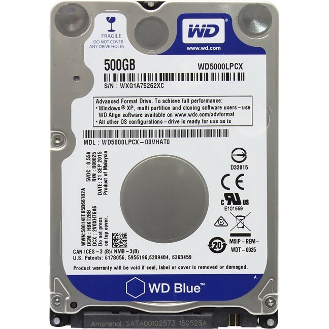 Жесткий диск WD 500GB 5400rpm 16MB SATAIII (WD5000LPCX), для ноутбука 500GB 5400rpm 16MB SATAIII WD5000LPCX
Жесткий диск WD 500GB 5400rpm 16MB SATAIII (WD5000LPCX), для ноутбука 500GB 5400rpm 16MB SATAIII WD5000LPCX