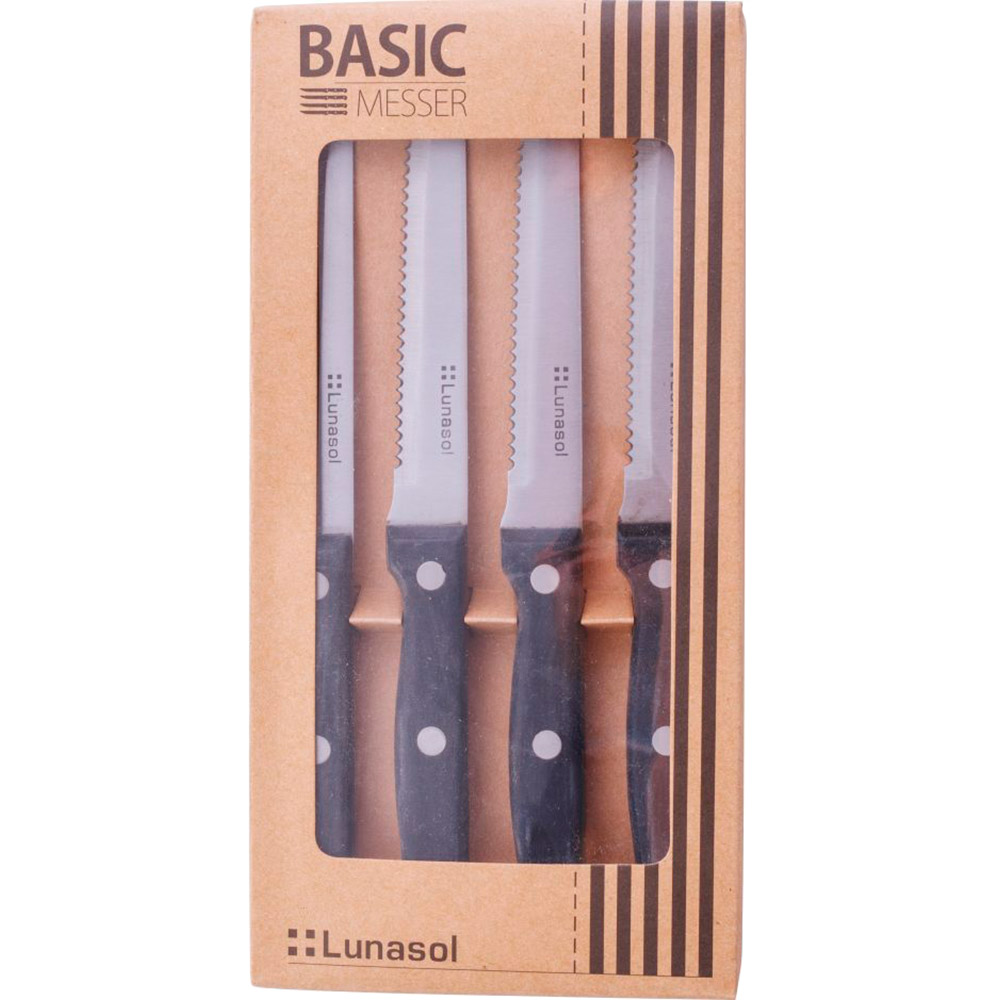 Набор ножей LUNASOL Basic Bistro 4 шт (105624), Набор ножей для стейка, 4 шт. 105624
Набор ножей LUNASOL Basic Bistro 4 шт (105624), Набор ножей для стейка, 4 шт. 105624