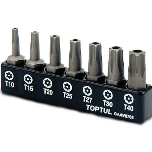 Набор бит TOPTUL 1/4" 7 шт (GAAV0703), Набор бит 1/4" 7ед. (Torx: T10-T40 с отверстием)
Набор бит TOPTUL 1/4" 7 шт (GAAV0703), Набор бит 1/4" 7ед. (Torx: T10-T40 с отверстием)