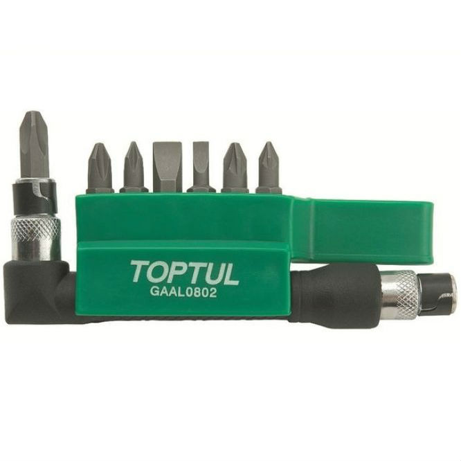 Набор бит Toptul 1/4" c Г-образным переходником (GAAL0802), Набор бит 1/4" + Гобр.перех. 8ед.
Набор бит Toptul 1/4" c Г-образным переходником (GAAL0802), Набор бит 1/4" + Гобр.перех. 8ед.