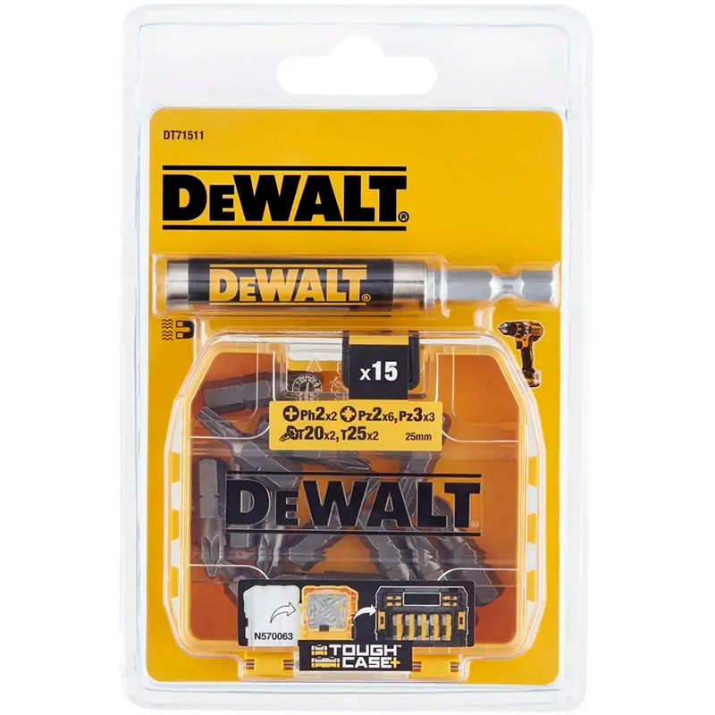 Набор бит DEWALT L= 25 мм 15 шт (DT71511), Набір біт L= 25 мм,15 шт+магн.тримач, блістер
Набор бит DEWALT L= 25 мм 15 шт (DT71511), Набір біт L= 25 мм,15 шт+магн.тримач, блістер