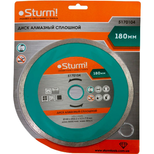 Диск алмазный Sturm сплошной 180x22 мм (16055-4), 5170104 Диск алмазний суцільний 180x22 мм
Диск алмазный Sturm сплошной 180x22 мм (16055-4), 5170104 Диск алмазний суцільний 180x22 мм