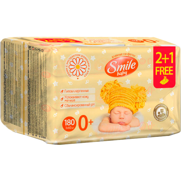 Влажные салфетки SMILE BABY Ромашка и алоэ 3 х 60 шт (4823071636598), Серветка Ромашки і алоє 60шт (2+1)
Влажные салфетки SMILE BABY Ромашка и алоэ 3 х 60 шт (4823071636598), Серветка Ромашки і алоє 60шт (2+1)