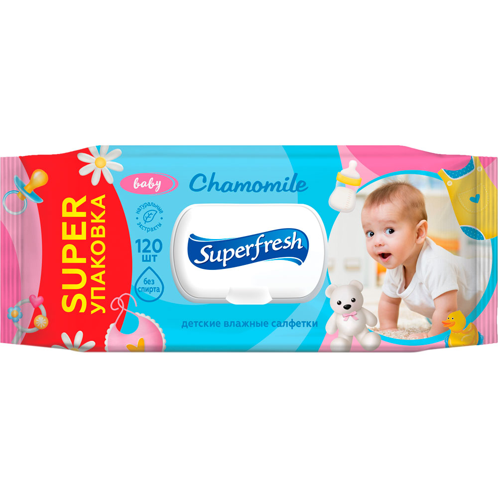 Упаковка влажных салфеток Superfresh Baby Chamomile с клапаном 4 пачки по 120 шт (42105648), Серветка волога Baby chamomile з клапаном
Упаковка влажных салфеток Superfresh Baby Chamomile с клапаном 4 пачки по 120 шт (42105648), Серветка волога Baby chamomile з клапаном