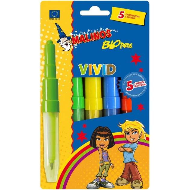 Фломастеры-аэрографы MALINOS Malinos Vivid 5 шт (MA-300919), Аерографи Malinos Vivid (5 аерографів)
Фломастеры-аэрографы MALINOS Malinos Vivid 5 шт (MA-300919), Аерографи Malinos Vivid (5 аерографів)