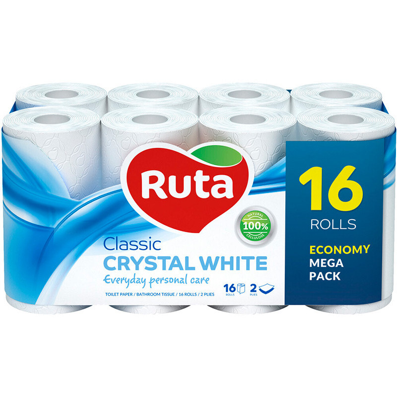 Туалетная бумага RUTA Classic White (4820023748675), Папір туалетний Classic 16шт білий 2-шаровий
Туалетная бумага RUTA Classic White (4820023748675), Папір туалетний Classic 16шт білий 2-шаровий