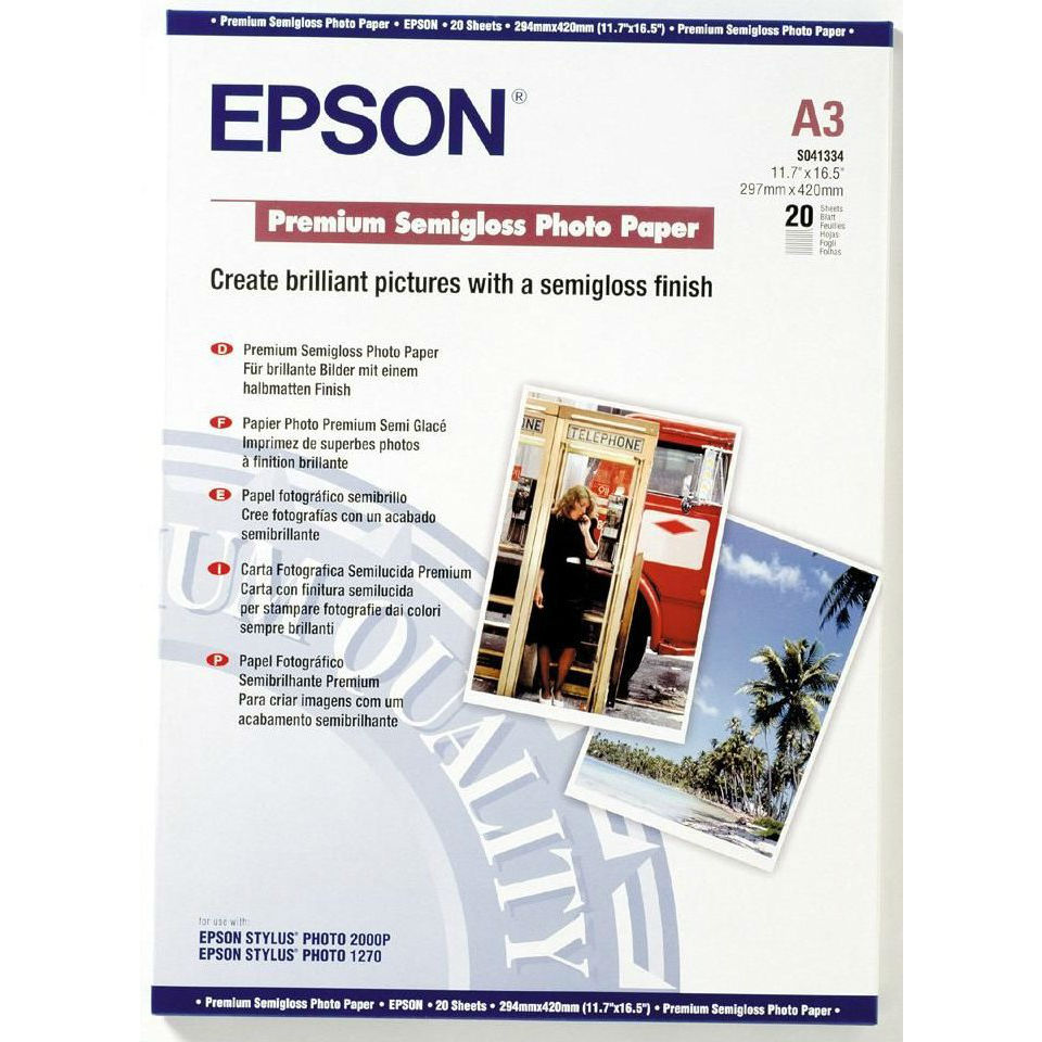 Фотобумага EPSON A3 Premium Semigloss Photo Paper, 20л. (C13S041334), A3 Premium Semigloss Photo Paper, 20л. (C13S041334
Фотобумага EPSON A3 Premium Semigloss Photo Paper, 20л. (C13S041334), A3 Premium Semigloss Photo Paper, 20л. (C13S041334