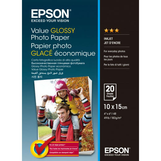 Фотобумага EPSON Value Glossy Photo Paper 20 л (C13S400037), Бумага 100mmx150mm Value Glossy Photo Paper 20 л.
Фотобумага EPSON Value Glossy Photo Paper 20 л (C13S400037), Бумага 100mmx150mm Value Glossy Photo Paper 20 л.