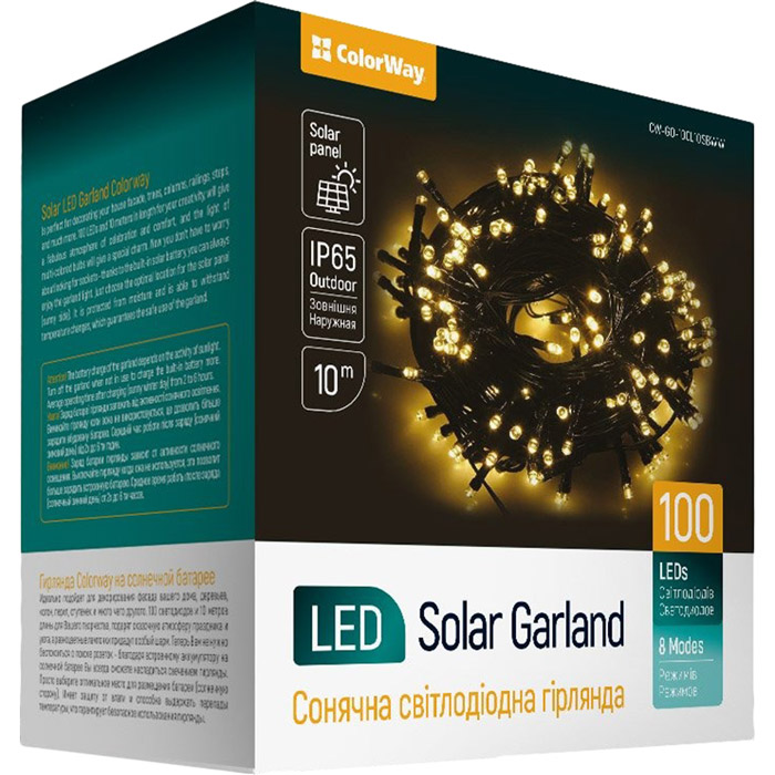 Светодиодная гирлянда COLORWAY 100LED 10 м Warm White (CW-GO-100L10SBWW), Світлодіодна вулична гірлянда на сон.
Светодиодная гирлянда COLORWAY 100LED 10 м Warm White (CW-GO-100L10SBWW), Світлодіодна вулична гірлянда на сон.