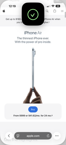 Защитное стекло ILERA Sapphire Ultra Glass 2.0 For iPhone 17 Air Black (ILSPDLPL17AIR) отзыв 1