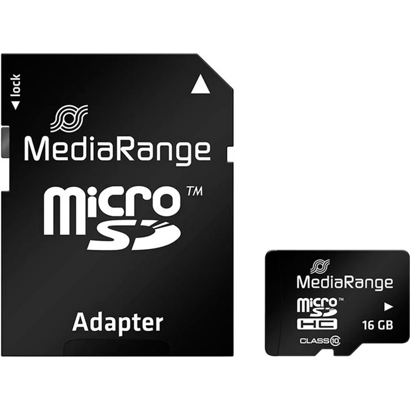 Карта памяти MEDIARANGE micro-SDHC 16GB Class 10 + SD adapter (MR958)