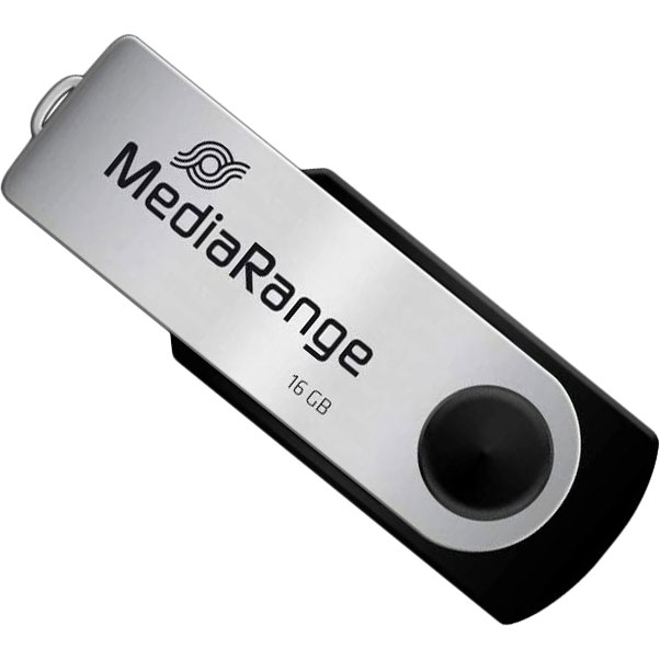 Флеш-драйв MediaRange 16GB USB 2.0 Black/Silver (MR910)