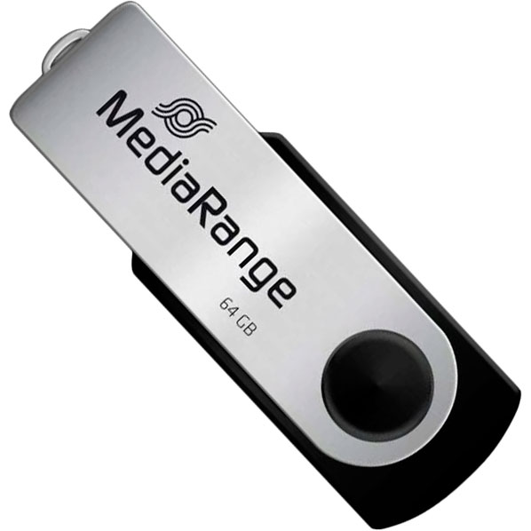 Флеш-драйв MediaRange 64GB USB 2.0 Black/Silver (MR912)