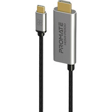 Купить в Запорожье - Кабель Promate HDMI-PD100 USB-C to HDMI/USB-C in 1.8 м Grey (hdmi-pd100.grey)