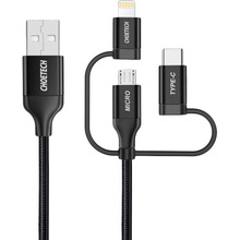 Кабель CHOETECH USB - Lightning, USB Type-C, Micro-USB  1.2 Black (MFI IP0030-BK)