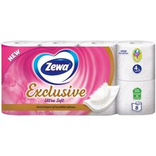 Туалетная бумага Zewa Exclusive Ultra Soft 4 слоя 8 рулонов (7322541191041)