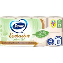 Туалетная бумага Zewa Exclusive Natural Soft бело-кремовая 4 слоя 8 рулонов (7322541361246)