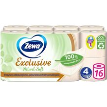 Туалетная бумага Zewa Exclusive Natural Soft бело-кремовая 4 слоя 16 рулонов (7322541361918)