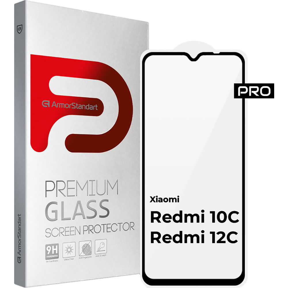Захисне скло ArmorStandart Pro для Xiaomi Redmi 12C / 10C Black (ARM61297)
