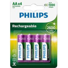 Акумулятор PHILIPS  AA MULTILIFE 2600mAh 4 шт (R6/AA MULTILIFE 2600/B4)