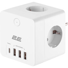 Розгалужувач 2E 4 розетки 3xUSB-A 1xUSB-C 16А White ( 2E-AD431WH)