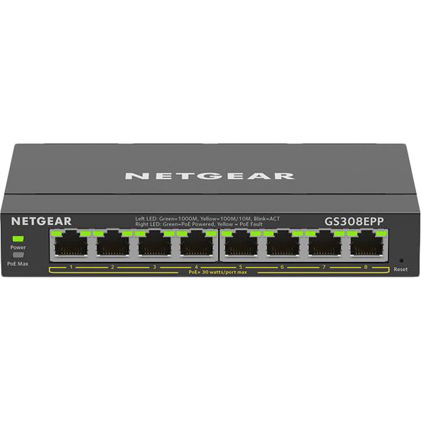 Коммутатор NETGEAR GS308EPP 8xGE PoE+ (123Вт)