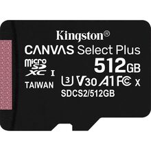 Карта памяти KINGSTON micro-SDXC 512Gb Canvas Select+ A1 (R100/W85)