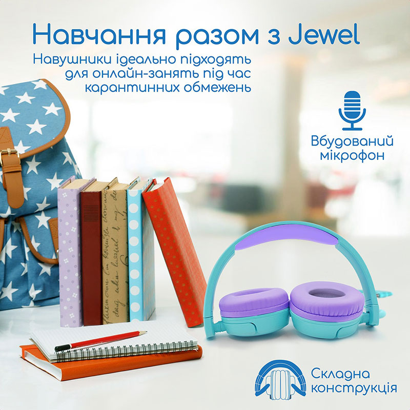 Гарнітура Promate Jewel Aqua (jewel.aqua) Конструкція накладні (накладаються на вухо)