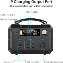 Зарядна станція CHOETECH 500W/484Wh/134400mAh/3.6V/5xUAB-A, 1xType-C(100W)
