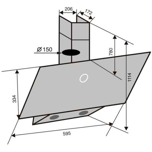Витяжка VENTOLUX MIRROR 60 WG (700) PB Діаметр повітропровода 150