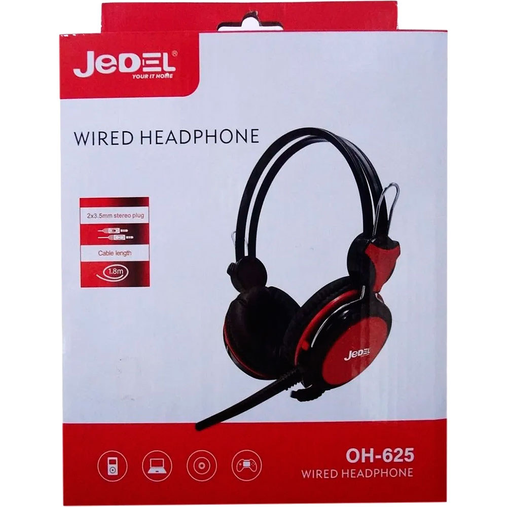 Гарнітура JEDEL OH-625 Red / Grey Клас геймерська