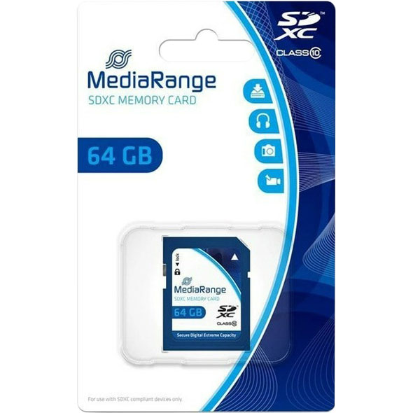 Карта памяти MEDIARANGE SDXC 64GB Class 10 (MR965) Тип карты SDXC