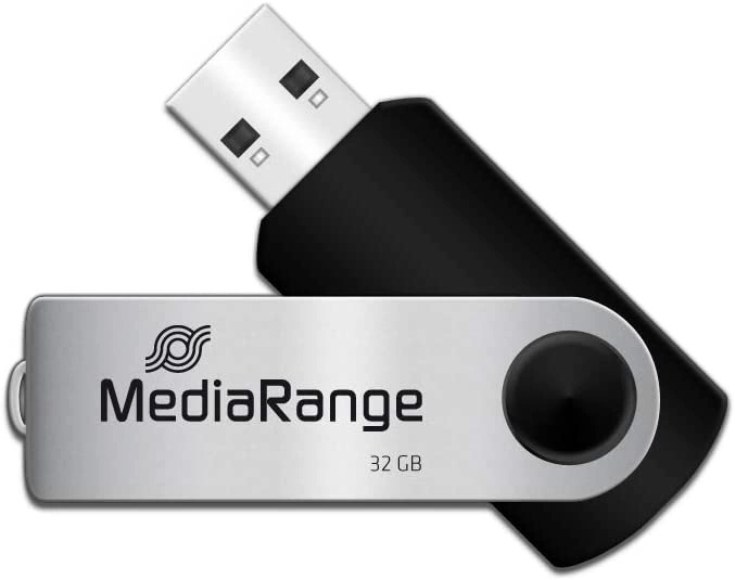 Флеш-драйв MediaRange 32GB USB 2.0 Black/Silver (MR911) Конструкция поворотная