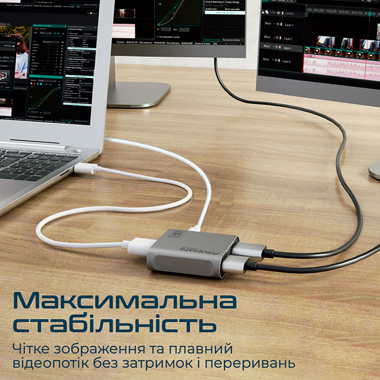 Сплиттер Promate MediaSplit-C2 HDMI to 2xHDMI Silver (mediasplit-C2.silver) Вид коннектор