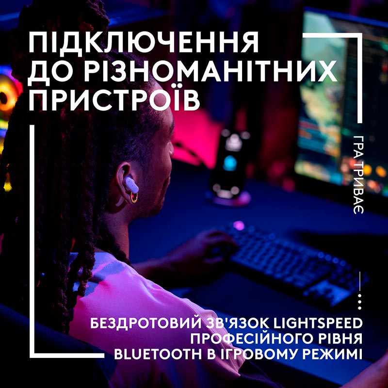 Зовнішній вигляд Гарнітура LOGITECH FITS TWS Gaming Black (985-001182)