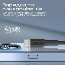 Кабель Promate xCord-Ai USB - Lightning 2А 1 м Black (xcord-ai.black)