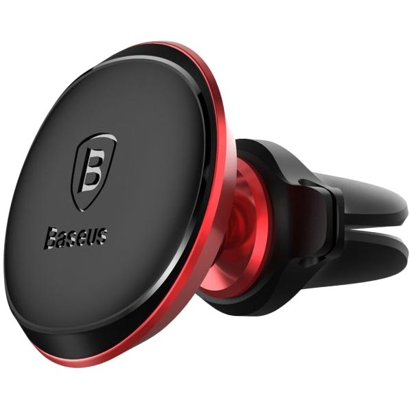 Автодержатель BASEUS Magnetic Air Vent Car Mount With Cable Clip Red Крепление на дефлектор