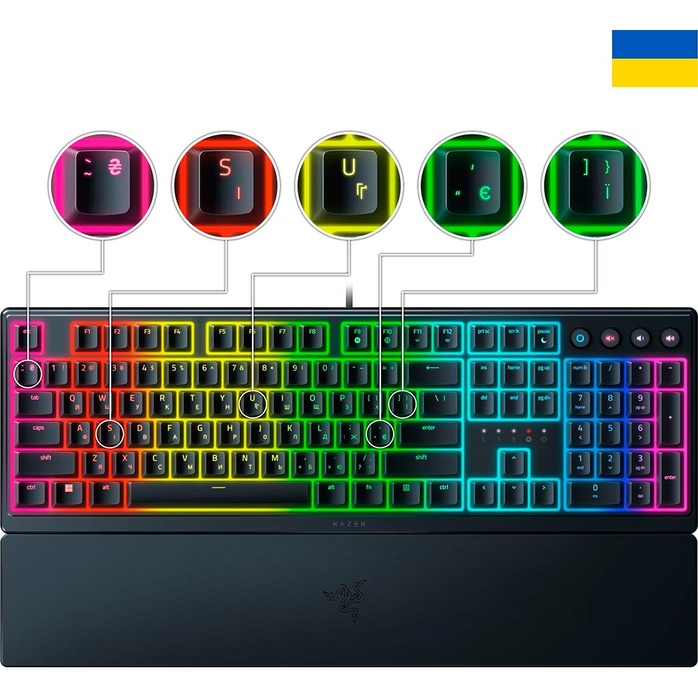 Внешний вид Клавиатура Razer Ornata V3 UKR USB Black (RZ03-04462100-R371)