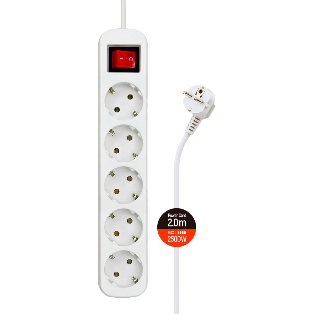 Мережевий фільтр COLORWAY 5 розеток 2м 10А 3х1.0мм2 White (CW-PSEA52W) Тип мережевий фільтр