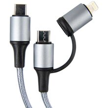 Кабель Dengos USB Type-C - USB Type-C/Lightning 1 м Grey (NTK-TC-TCL-GREY)