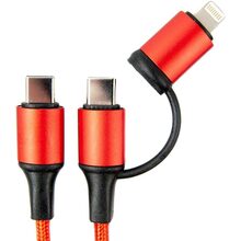 Кабель Dengos USB Type-C - USB Type-C/Lightning 1 м Red (NTK-TC-TCL-RED)